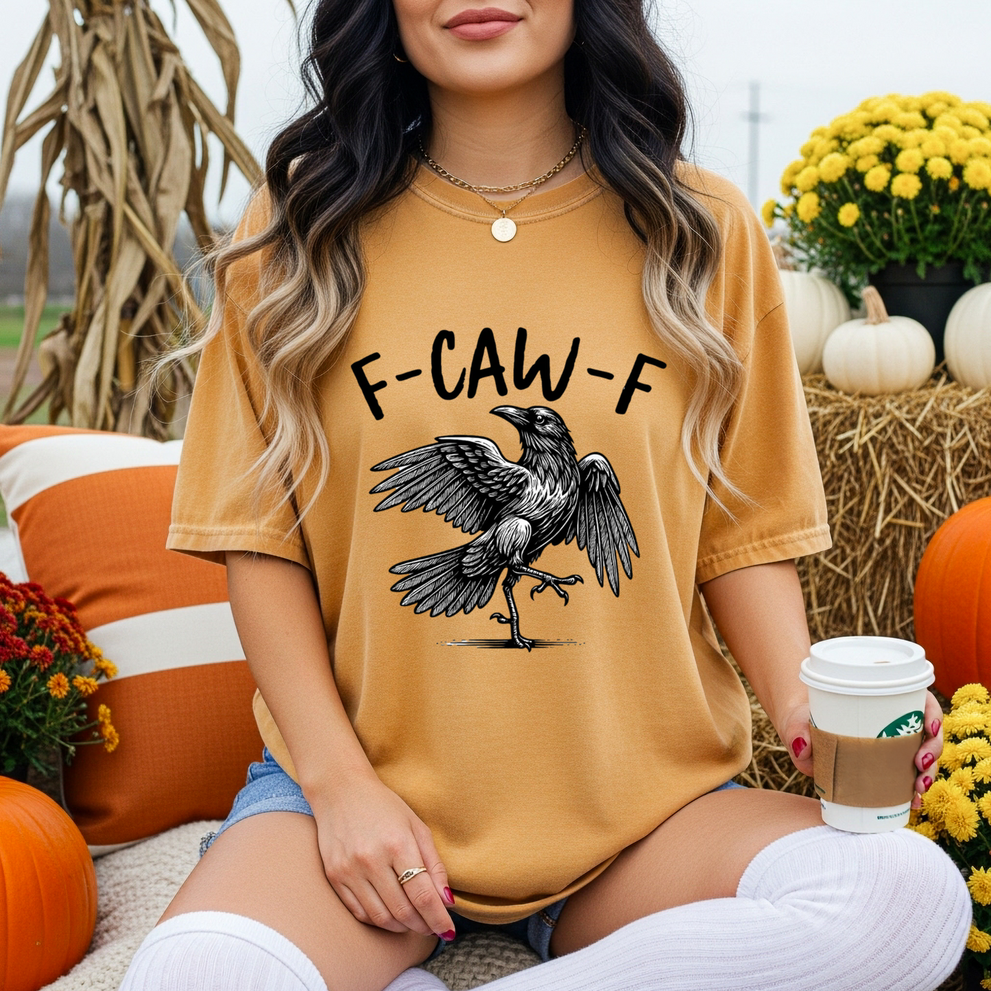 F-CAW-F Crow Shirt | Funny Halloween Tee | Spooky Season Graphic Top