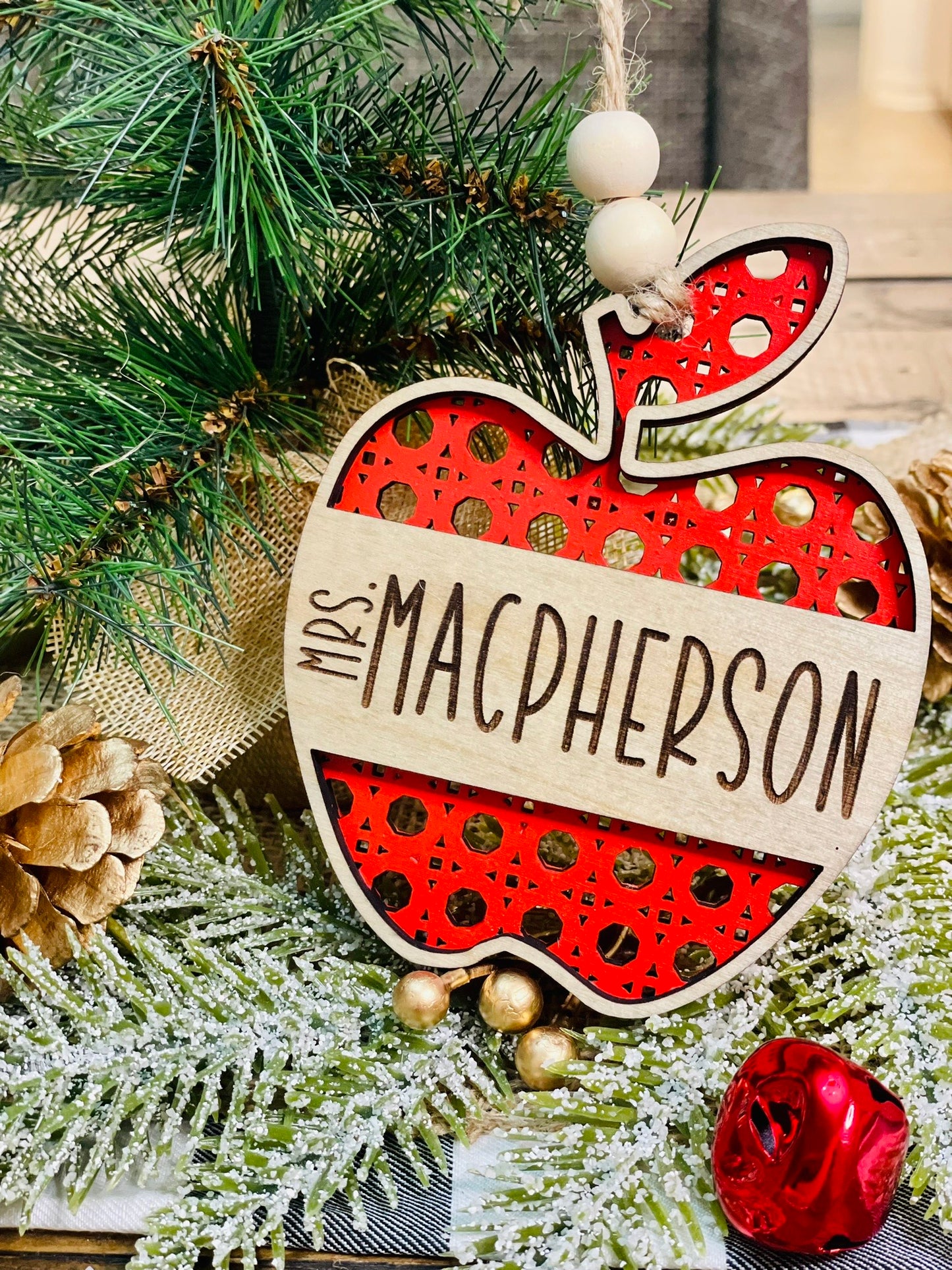 Personalized Christmas Ornament, Custom Teacher Ornament, Stocking Tag, Gift Tag