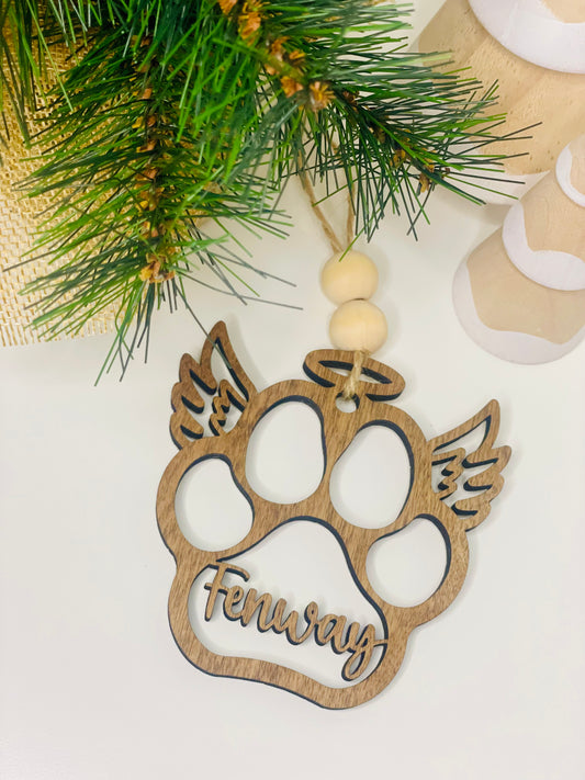 Personalized Pet Memorial Ornament, Dog Paw Ornament, Cat Paw Ornament, Paw Ornament