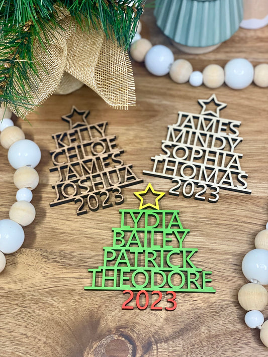 Personalized Christmas Tree Ornament, Christmas Tree with Names, Gift