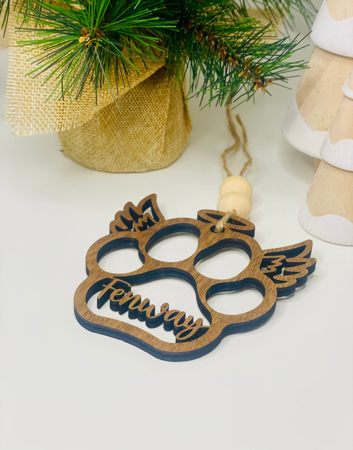 Personalized Pet Memorial Ornament, Dog Paw Ornament, Cat Paw Ornament, Paw Ornament